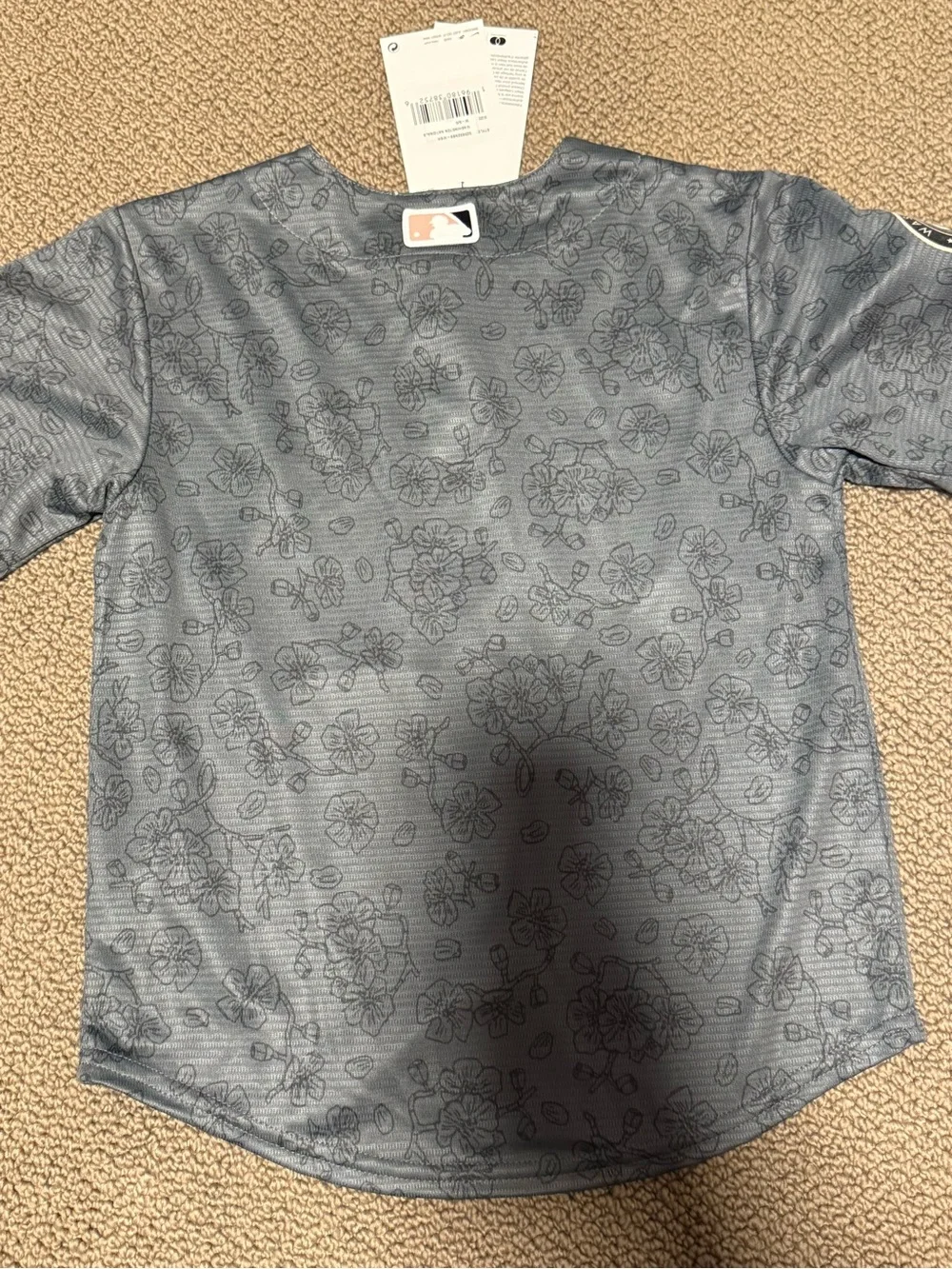 Nike Kids WSH Gray Baseball Jersey with Floral Accents
